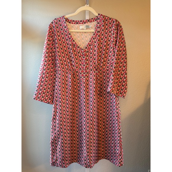 Boden Dresses & Skirts - Boden Women's Silk Dress Size 8 Floral Print V Neck 3/4 Sleeve Red Pink Gray‎